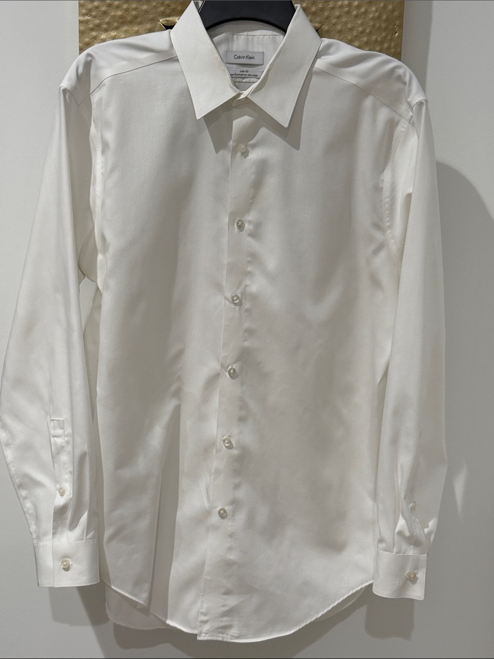 Calvin Klein Men's White Long-Sleeve Dress Shirt